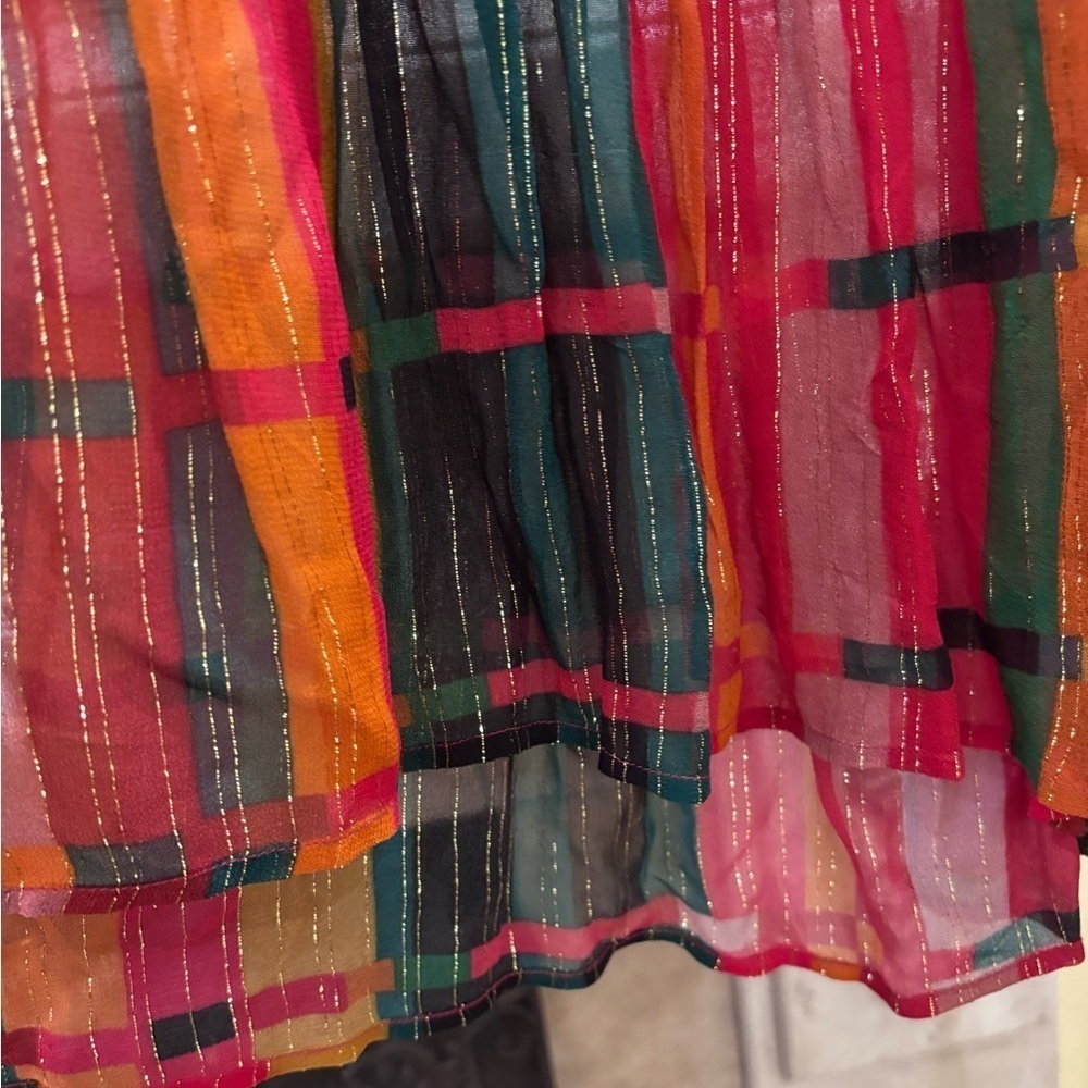 Bl^nk Anthropology Mock Turtleneck Multi-colored Striped Ruffled Blouse Small - Picture 6 of 12